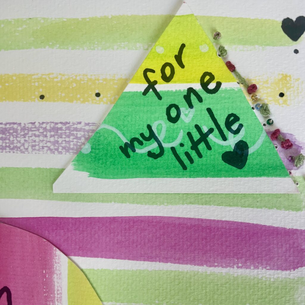 close up of lyric painting with handwritten type that says for my one little heart