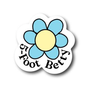 blue and yellow flower sticker with 5-Foot Betty type
