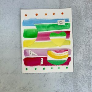 Multi-media art piece with painting, beading and stitching to illustrate original song