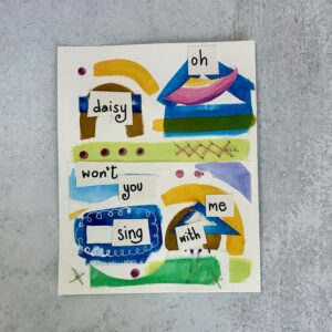 lyric artwork with beading painting stitching for original song called Daisy